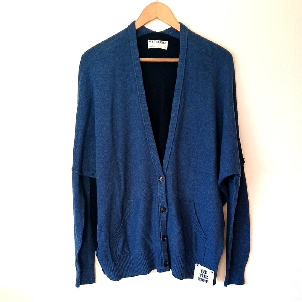 Free People We The Free Heirloom Collection Blue Essential Cardigan